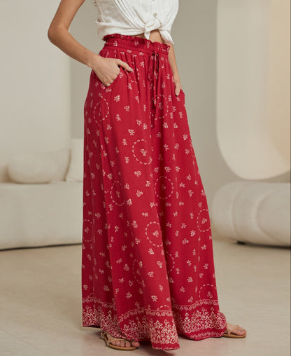 Discover comfort and style in our 100% rayon palazzo pants with pockets. Crafted for a breezy feel, these wide-leg pants offer a relaxed fit for all-day wear. The soft and breathable fabric drapes elegantly, while the convenient pockets add functionality. Elevate your wardrobe with this chic and versatile palazzo pant essential.