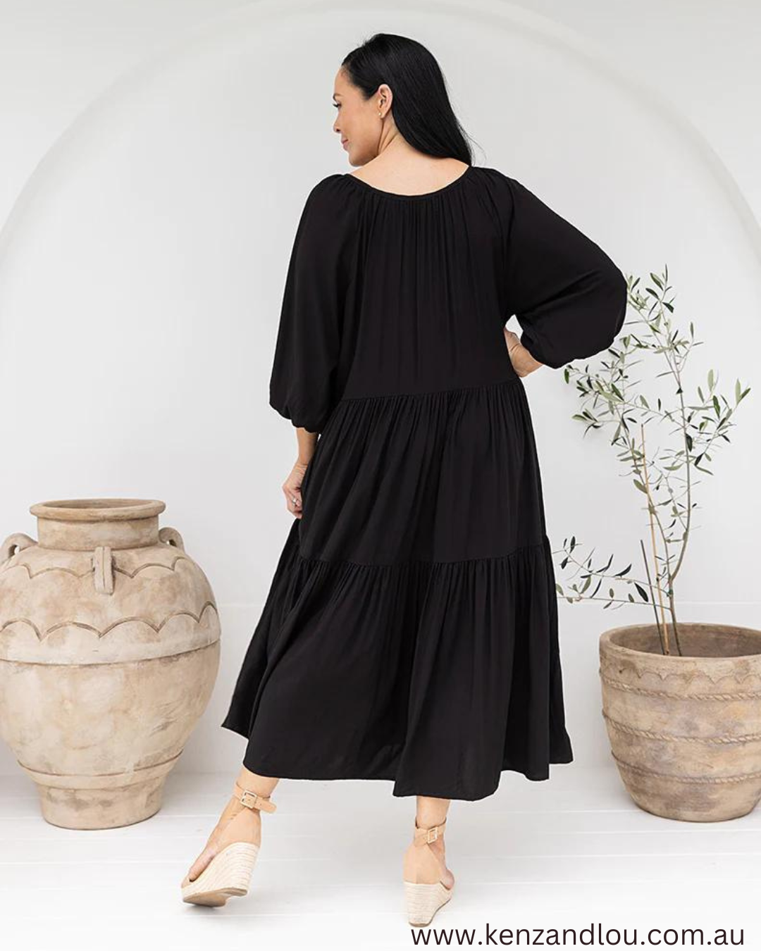 Bee Maddison Jackson Dress Black Maxi Kenz&Lou Warilla